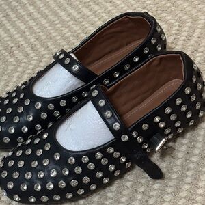 Studded Black Mary Jane Flats